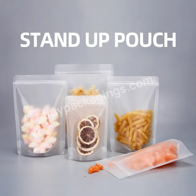 Frosted Transparent Pe Plastic Vertical Food Bags For Dog/cat Food Packaging - Buy Zipper Dustproof Packaging Bags For Food And Tea,Matte Plastic Bags For Food Packaging,Polyester Film Bag.