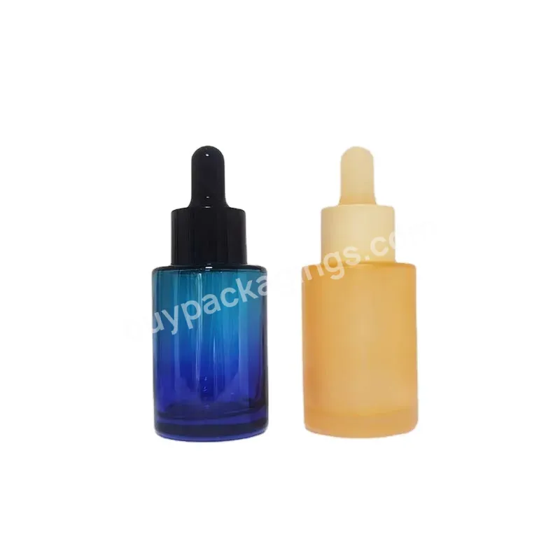 Frosted Yellow 30ml 50ml 60ml Glass Cosmetic Face Serum Bottles Custom Empty Luxury Hair Essential Oil Dropper Bottle