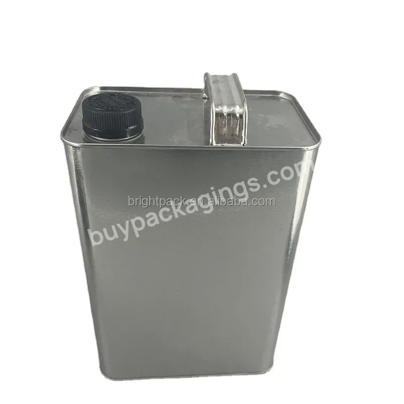 Gallon Empty Rectangular Tin Can With 1 3/4 Alpha Metal Screw Lid And Metal Handle