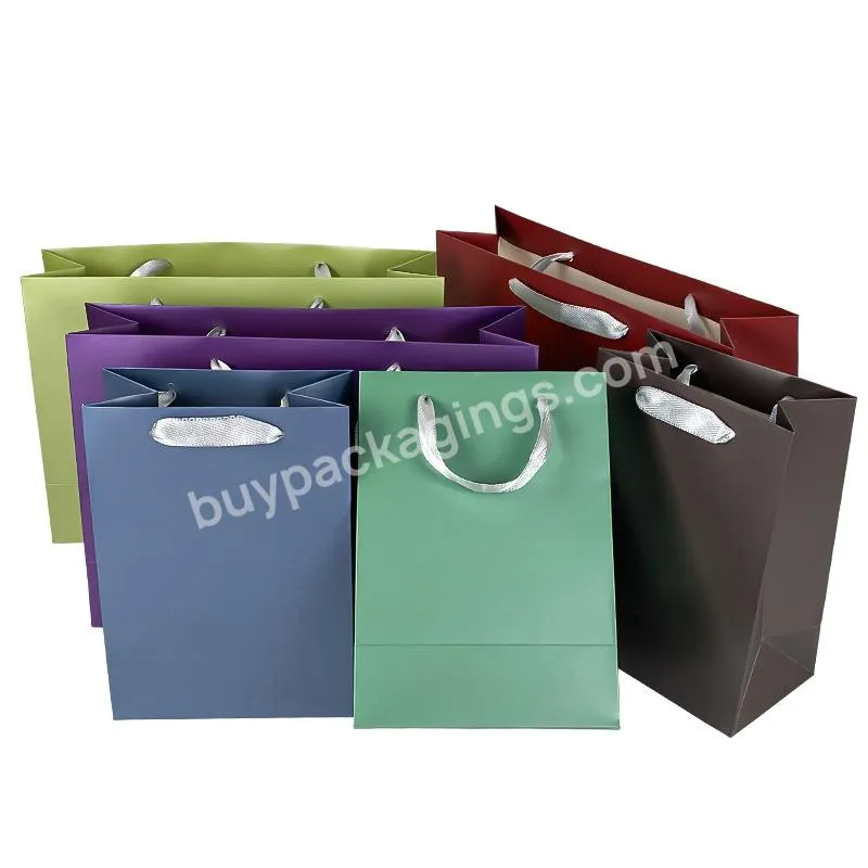 Gift Thickened Carrying Paper Bag White Cardboard Custom Matte Film Clothing Shopping Bag