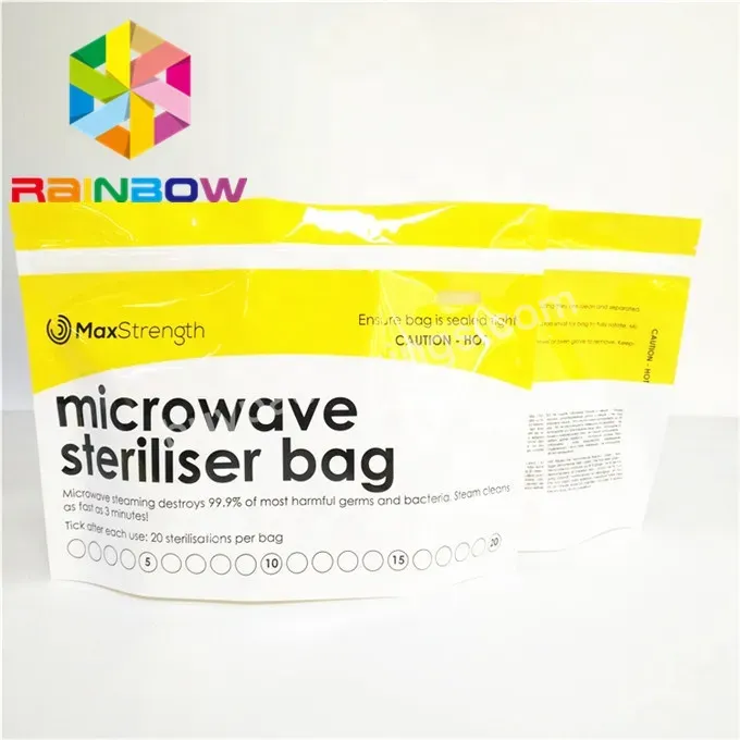 Glossy Finish Stand Up Microwave Steam Steriliser Bags With Resealable Zipper/ Microwave Pouch With Zip Lock - Buy Microwave Pouch With Zip Lock,Microwave Steam Steriliser Bags,Microwave Steam Steriliser Pouch.