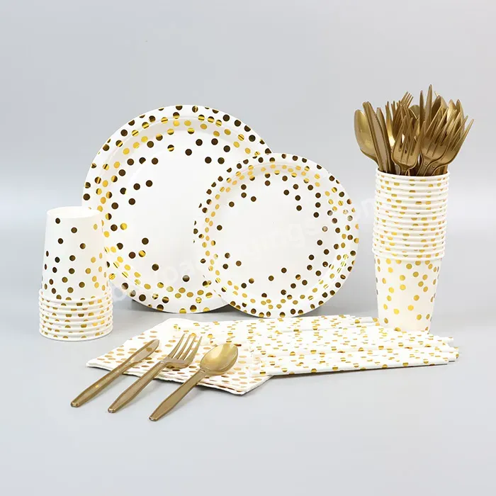 Gold Dot Tableware Disposable Party Supplies Kits Paper Plates Bulk 6 Inch For Party - Buy Paper Plates 6 Inch,Paper Plates Bulk,Disposable Plates For Party.