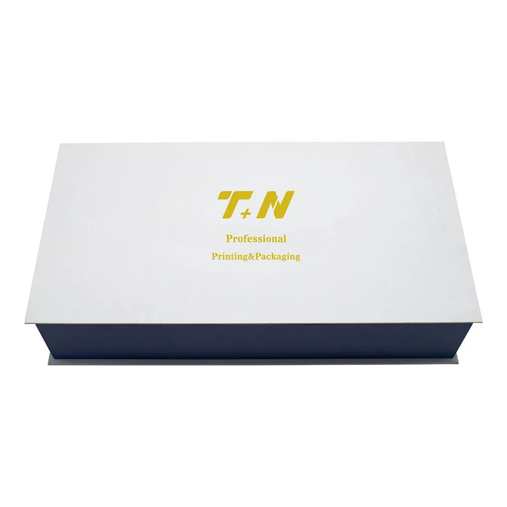 Gold hot foil logo custom luxury matte white gift box two flaps magnetic box for gift products sets packaging paper boxes