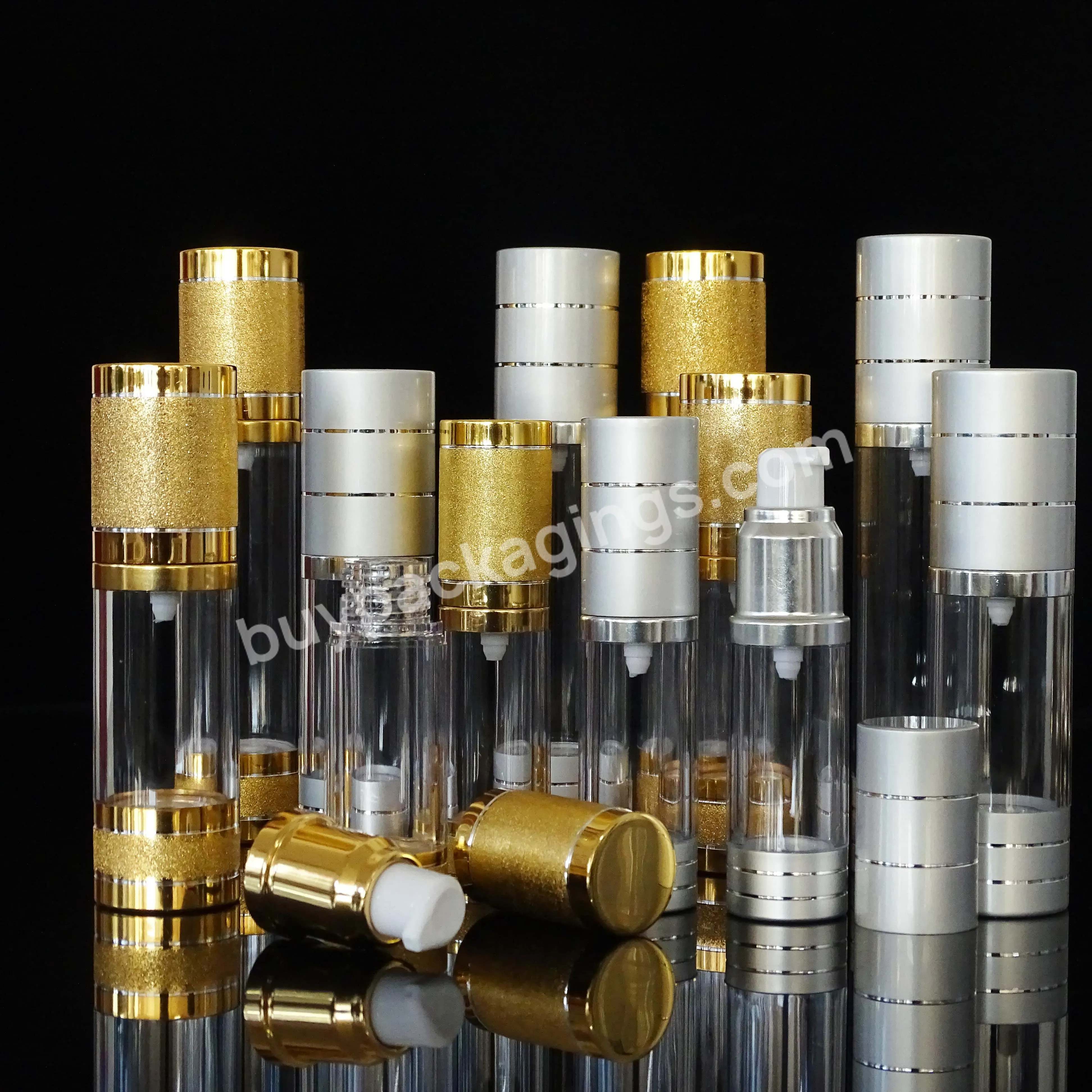 Gold Silver Custom Plastic Cosmetic Packaging 15ml 30ml 50ml Frosted Acrylic Airless Foundation Pump Bottles With Lotion Pump - Buy 50ml Airless Pump Bottle,Cosmetic Airless Bottle,Airless Pump Bottle.
