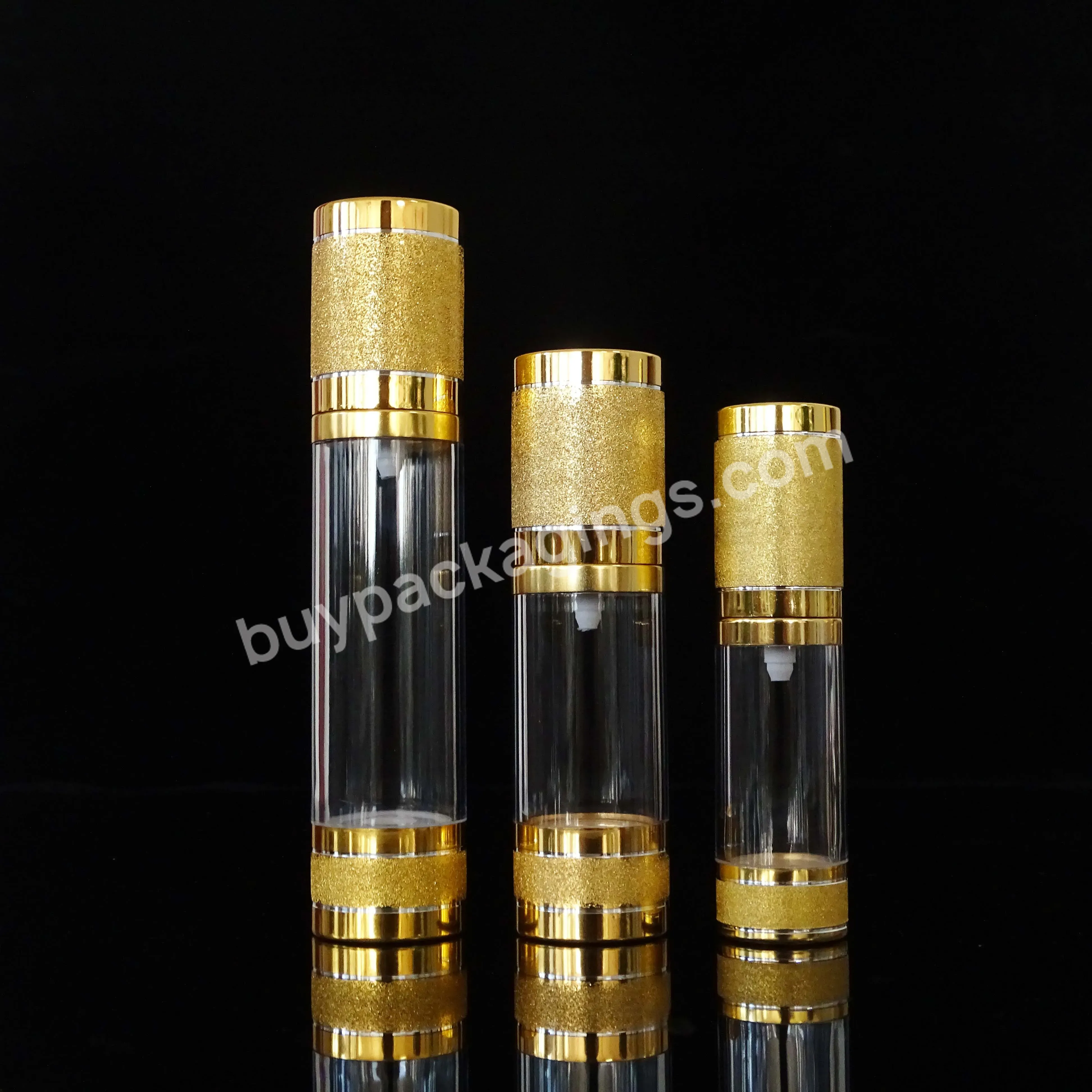 Gold Silver Custom Plastic Cosmetic Packaging 15ml 30ml 50ml Frosted Acrylic Airless Foundation Pump Bottles With Lotion Pump - Buy 50ml Airless Pump Bottle,Cosmetic Airless Bottle,Airless Pump Bottle.