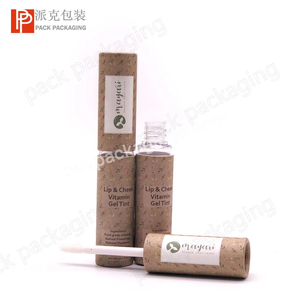 Good Quality Empty Round 6ml Lipstick Tube Paper Packaging Printed Cardboard Design Cosmetic Lipgloss Tube with Wand