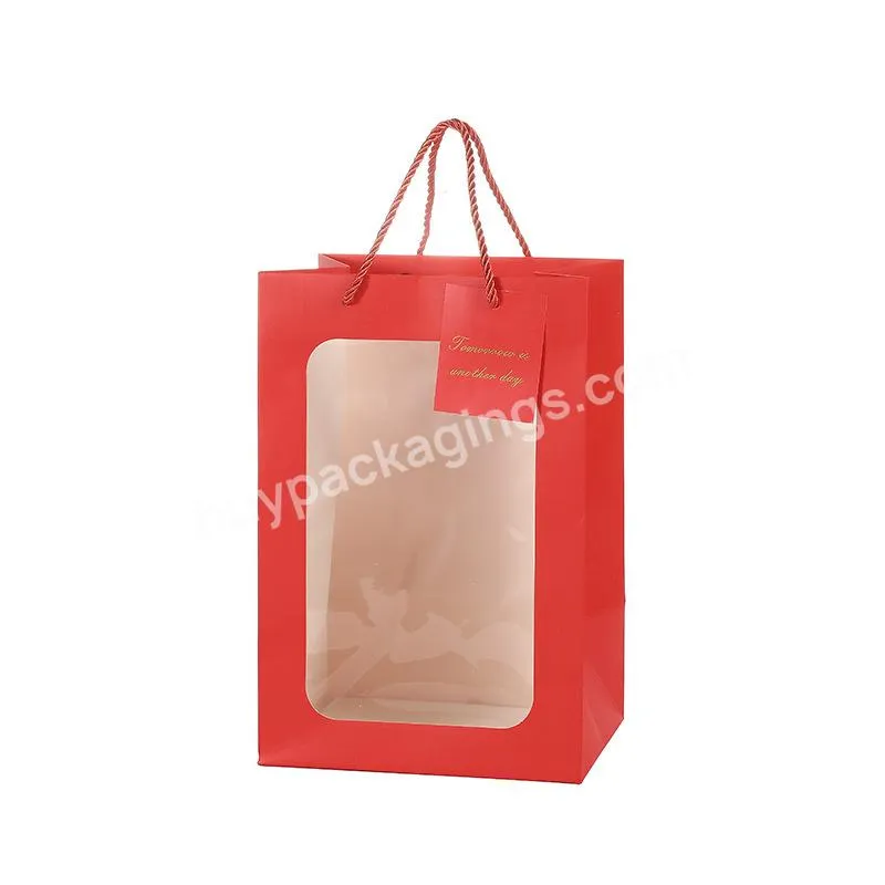 Good Quality Luxury Customized Handle Manufacturer Wedding Shopping Gift Birthday Paper Bags With Clear Window