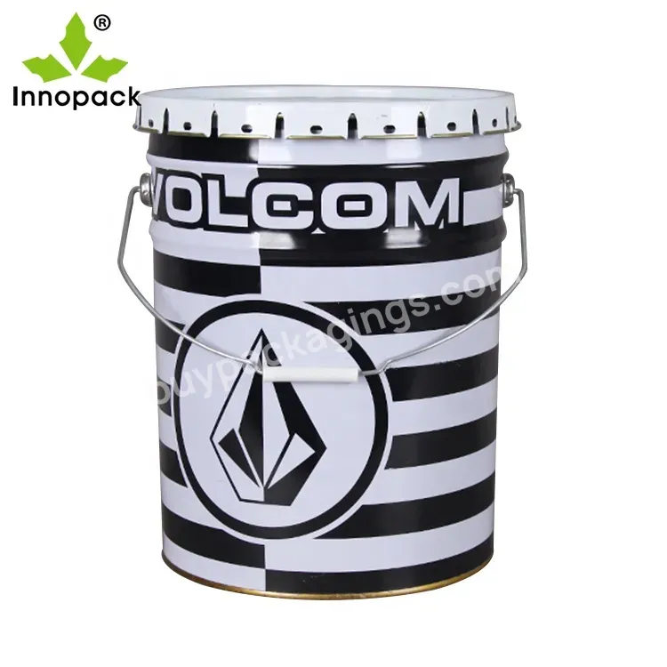 Good Quality Metal Container Tinplate Paint Pail/bucket With Flower Sealed Lid And Spout