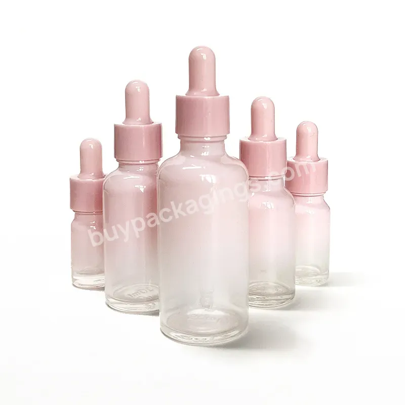 Gradient Pink Dropper Bottle Glass Cosmetic Package Essential Oil Dropper Bottle - Buy Pink Dropper Bottle,30ml Essential Oil Bottle,20ml Glass Bottle.