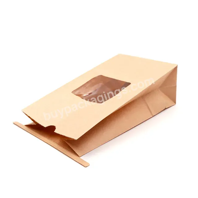 Greaseproof Custom Through Window Brown White Kraft Paper Bag With Tin Tie For Food Packaging - Buy Paper Bag With Window,Kraft Paper Bag,Tin Tie Paper Bag.