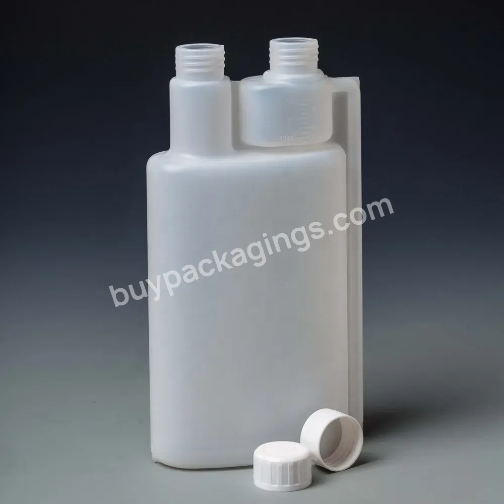 Hdpe Dishwashing Liquid Packaging 100ml 500ml 1000ml Plastic Double Dual Chamber Twin Neck Bottle For Liquid Dispenser - Buy Double Neck Bottle,Bottle,Plastic Bottle.