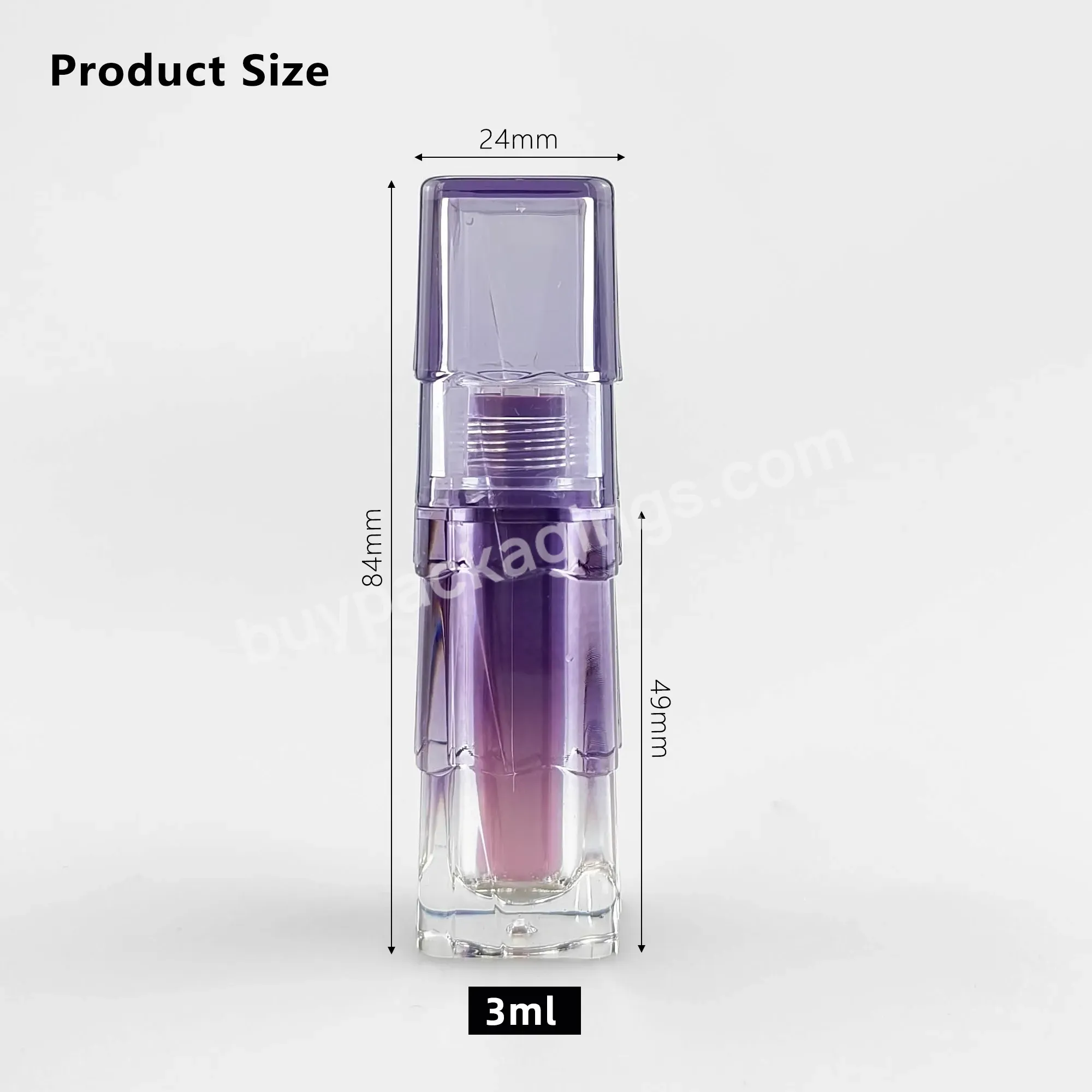 Healifty Purple Lip Gloss Clear Container 3ml Mini Empty Lip Gloss Tubes Containers High-end Private Label - Buy Cosmetic Samples Refillable Bottle For Lady Women Travel Charging Diy Balm Makeup Purple Lipstick Clear Container,Purple Matte Clear Lip