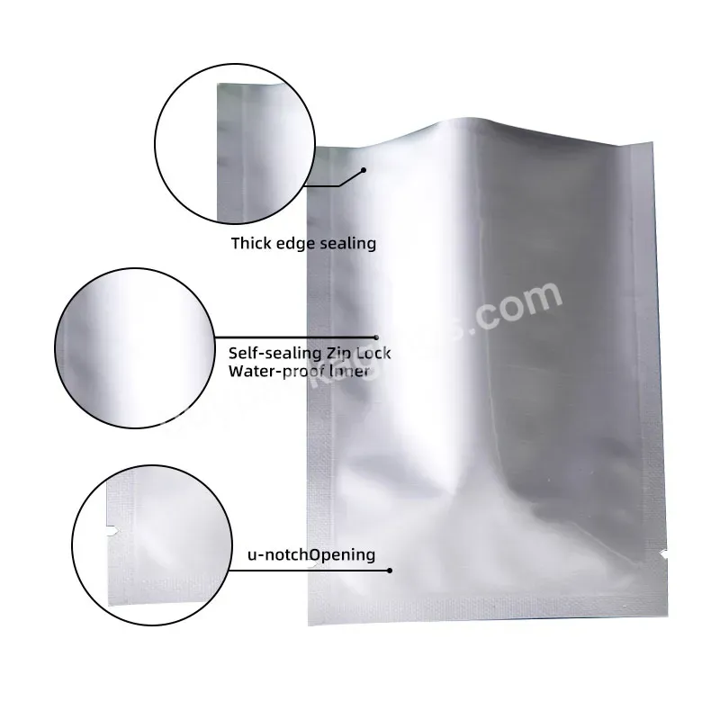 Heat Seal Flat 3 Sides Sealed Silver Open Top Packaging Bags Food Storage Pouch Aluminum Foil Vacuum Bag - Buy Sugar Packaging Bag.