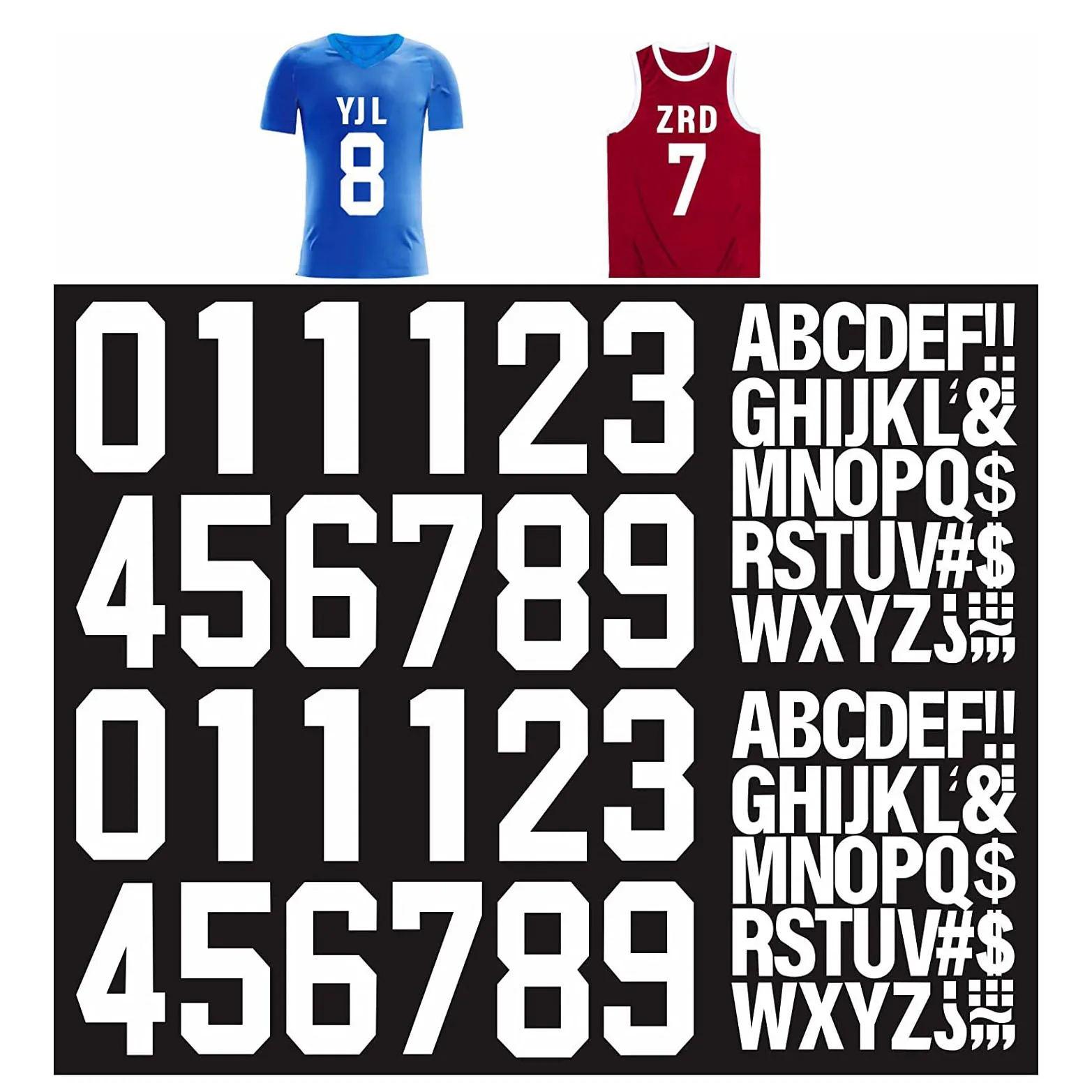 Heat Transfer Black White Numbers 0 to 9 Jersey Iron on Numbers for Team Uniform Sports T Shirt Football Basketball Baseball