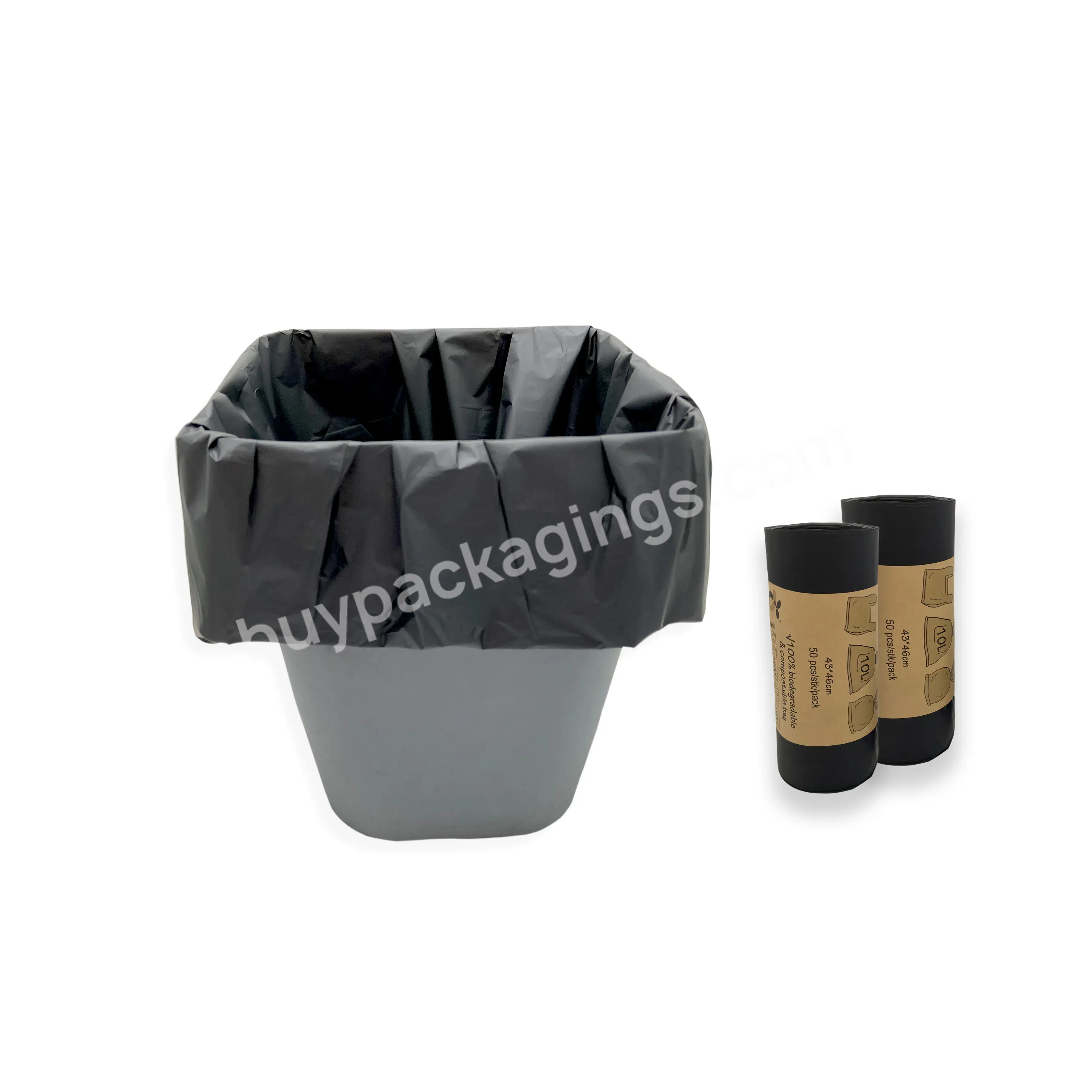 Heavy Duty Biodegradable Compostable Trashbag Disposable Black Garbage Bag Roll Suppliers