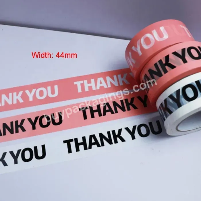 Heavy Duty White/pink Background Black Paper Adhesive Thank You Packing Tape Cartoon Printing Tape For Box Sealing - Buy Thank You Packing Tape,Thank You Seltape,Thank You Packaging Tape Pink Cellotape.