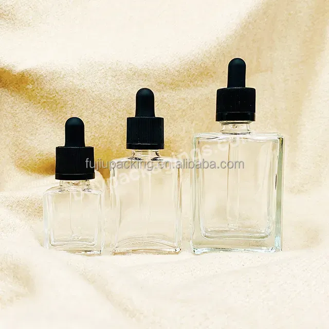 High Clear Rectangle 30ml 50ml 100ml Skin Care Serum Glass Dropper Bottle For Essential Oil Cosmetic Packaging - Buy Customized 30ml 50ml 100ml 15ml Square Essence Serum Cosmetic Essential Oil Glass Dropper Bottle,Eye Drop 15ml 30ml 50ml 100ml Serum