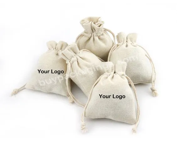 High End Custom Logo Reusable Eco Friendly Blank Small Organic Custom Cotton Drawstring Pouch Bags