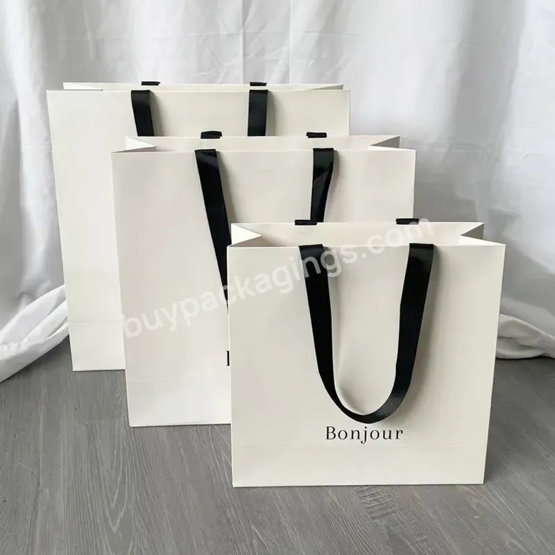 High End Paper Shopping Bags White Paper Handle Bag Supplier Custom Paper Bag For Clothing Packaging - Buy Custom Paper Bag,High End Shopping Bags,Paper Tote Bag.