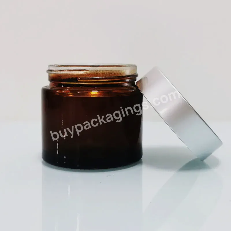 High Quality 1oz 15g 30g 50g 100g Cosmetic Round Shape Amber Black Empty Cream Jars With Silver Lid