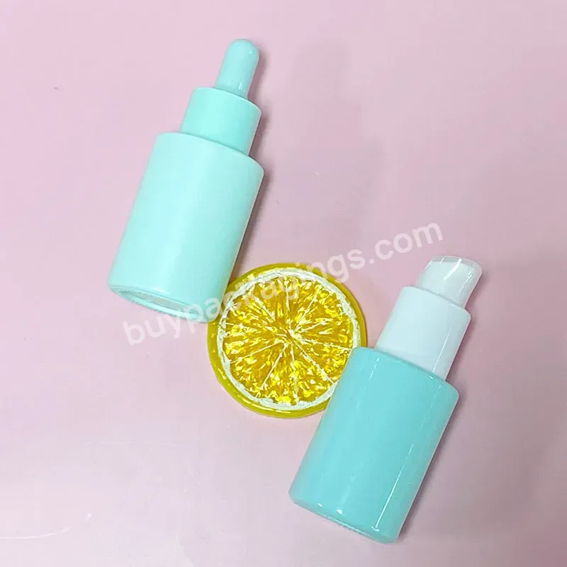 High Quality 30ml Serum Cosmetic Packaging Matte Blue Flat Shoulder Empty Repair Essential Oil Glass Dropper Bottle With Pump - Buy Glass Dropper Bottle 30ml,Dropper Glass Bottle,Flat Shoulder Clear/frosted Glass Lotion Bottle.