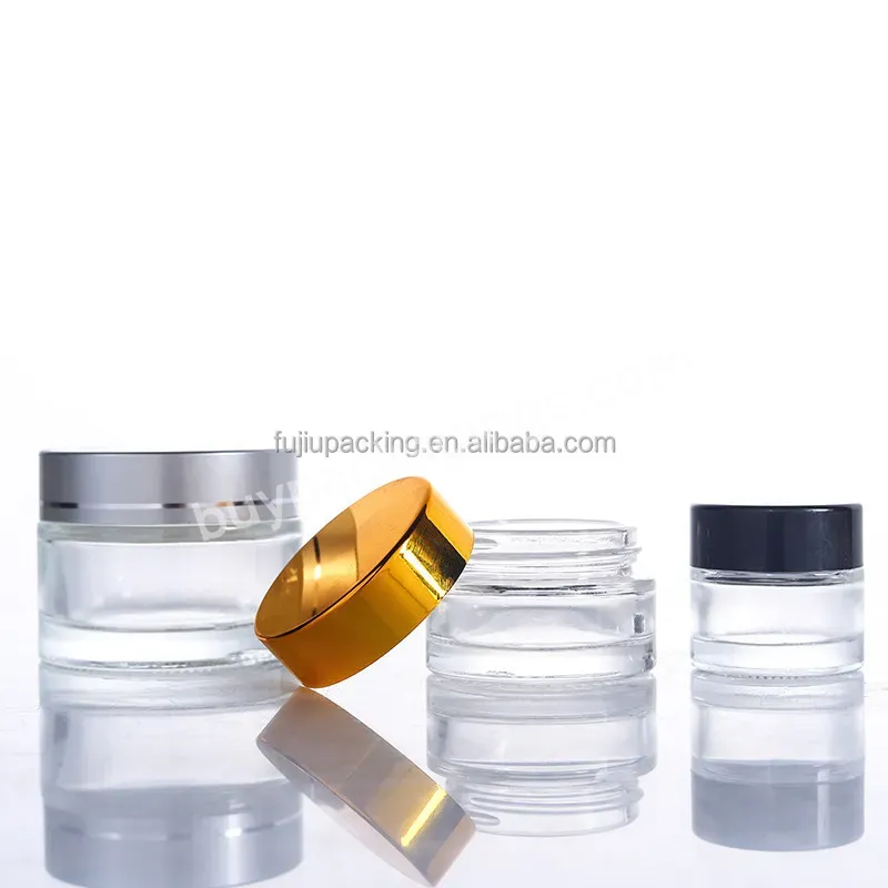 High-quality 5g 10g 15g 20g 30g 50g Skin Care Face Cream Eye Cream Clear Glass Cosmetic Jars With Screw Cap Gold Silver Lid - Buy High-quality Clear Blue Green Skin Care Glass Jar With Silvery Cover,Wholesale Amber Glass Jar For Face Cream With Alumi