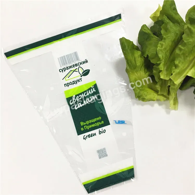 High Quality Bopp Cpp Flower Sleeve Plastic Vegetable Lettuce Bag With Micro Perforated Holes - Buy Lettuce Bag,Plastic Vegetable Bag,Flower Sleeve Bag.
