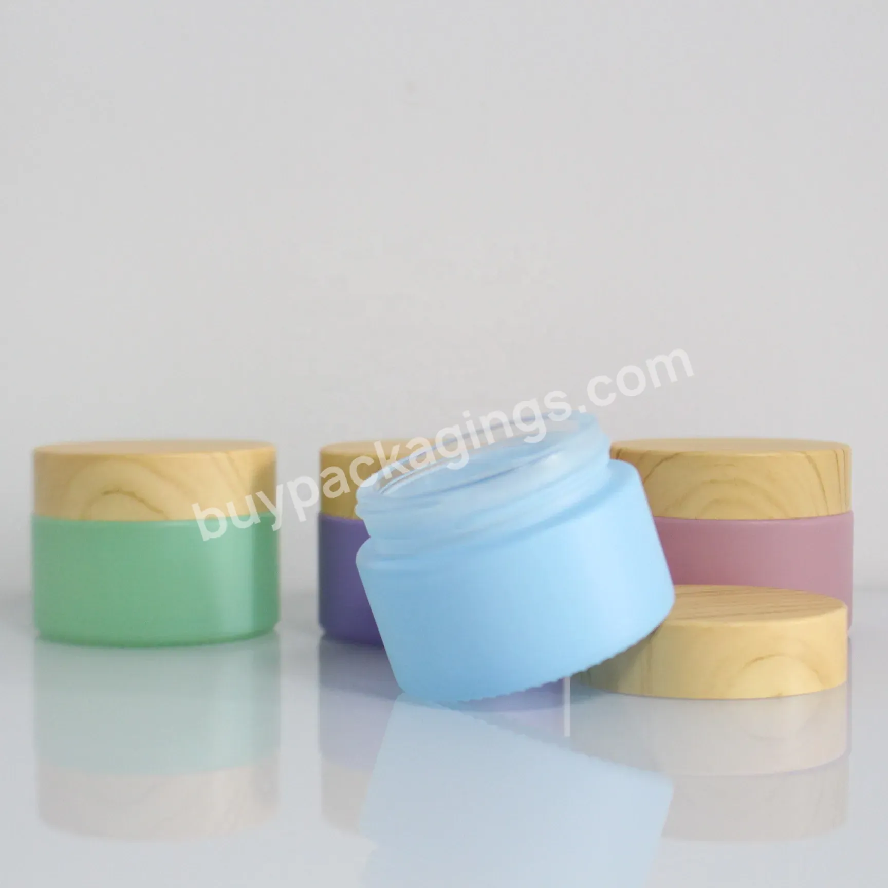 High Quality Cosmetic Face Cream Container 5ml 15ml 30ml 50ml 100ml Frosted Clear Glass Jar With Bamboo Wood Lid - Buy Bamboo Cream Jar,Glass Jar With Bamboo Lid,Frosted Glass Jar.