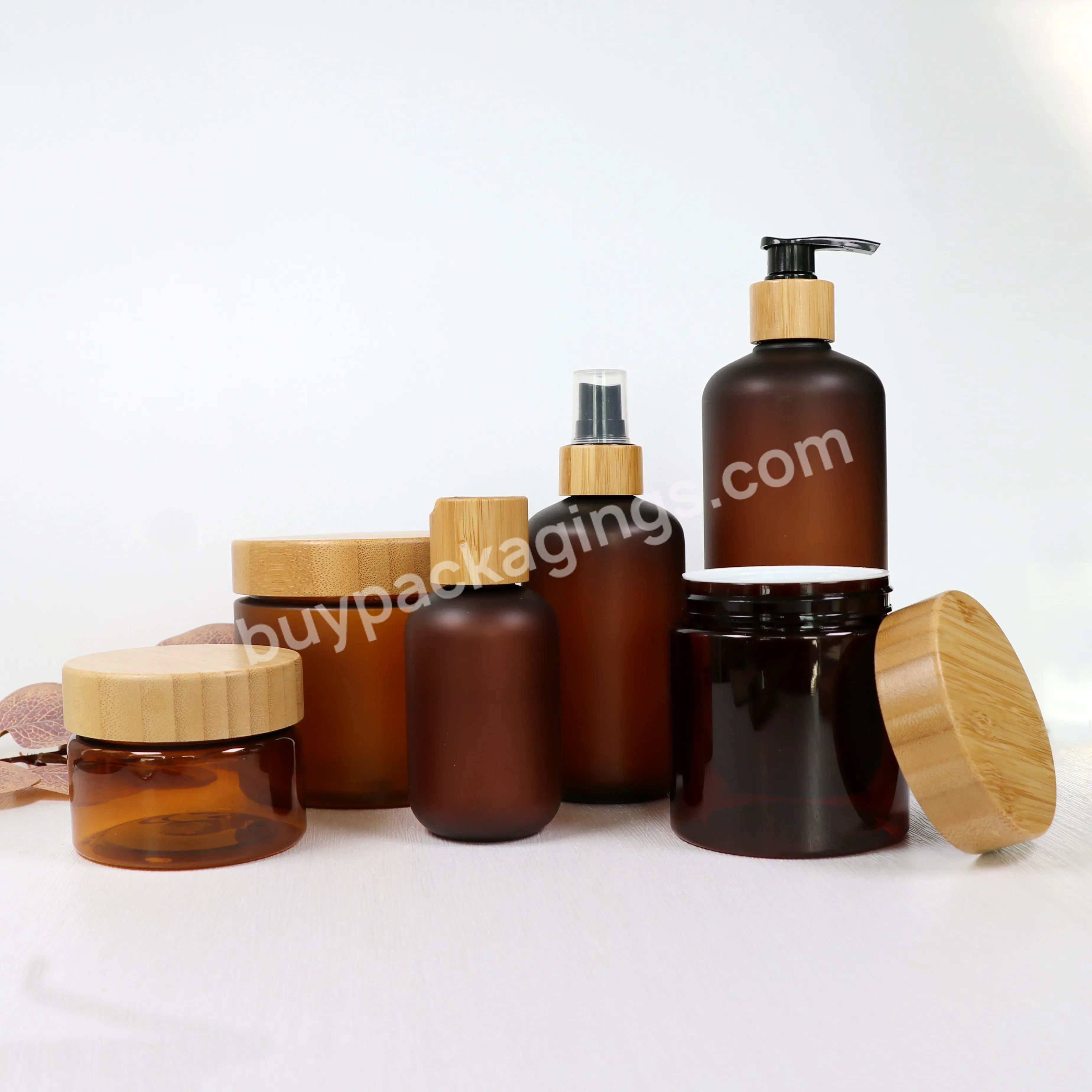 High Quality Customize 50 Ml 120 Ml 250 Ml 500 Ml Pet Amber Frosted Plastic Shampoo Lotion Bottle Cream Jar With Bamboo Disc Cap - Buy Frosted Amber Plastic Bottle,Bamboo Disc Cap Pet Plastic Bottle Frosted Pump 50 Ml 120 M 250 Ml 500 Ml,Bamboo Disc Cap.
