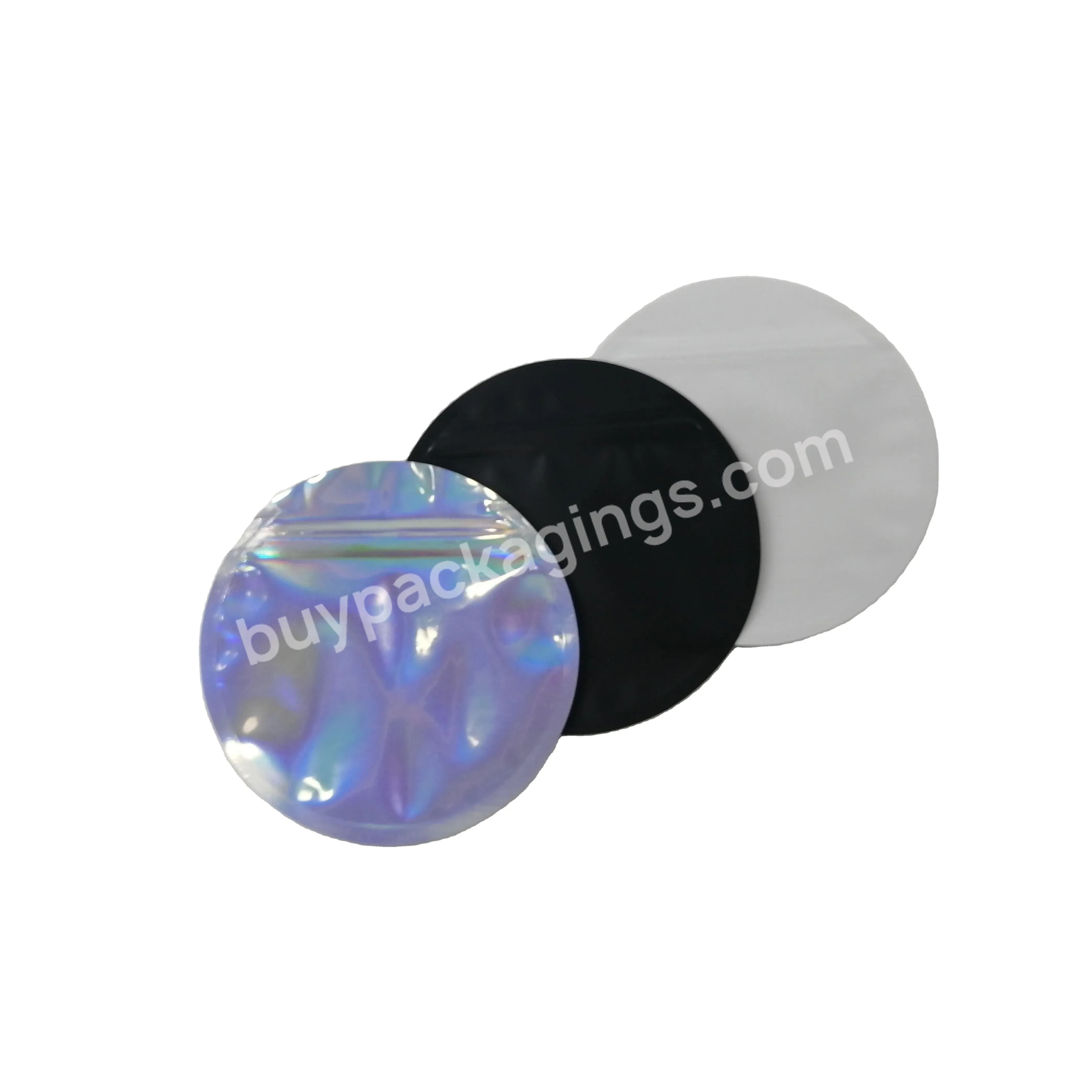 High Quality Customized Holographic Die Cut Bag Resealable Soft Touch Pouch For Cosmetic Makeup Pouches Round Shape Mylar Bags - Buy Hot Selling Die Cut Bag For Cosmetics Makeup Sponge Mylar Bags,China Suplplier Smell Proof Pouch For Food Packaging,O