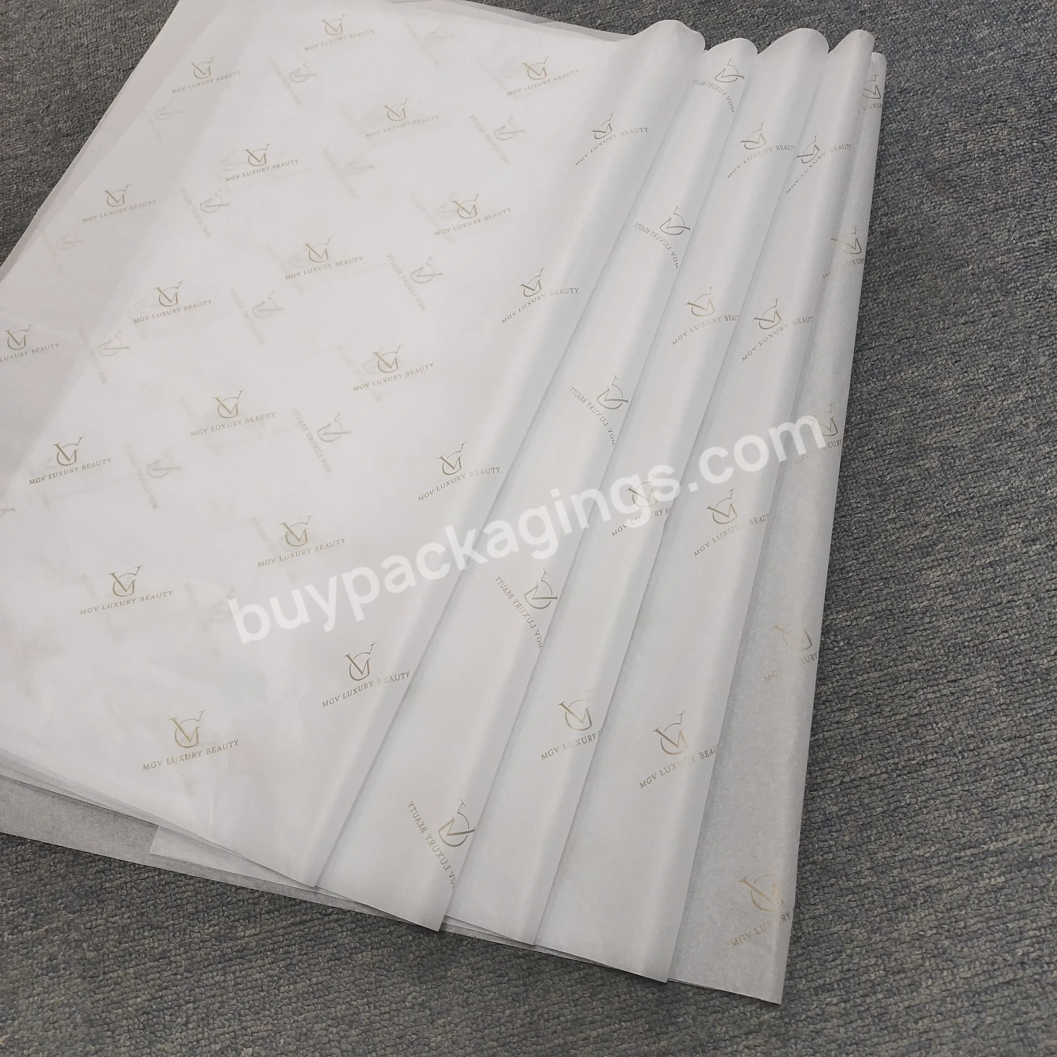 High Quality Customized Printed White Color Tissue Paper Wrapping Tissue Paper With And Black Company Logo - Buy Wrapping Flowers And Clothing,Moq Is 100 Pcs,Customized Logo And Size.