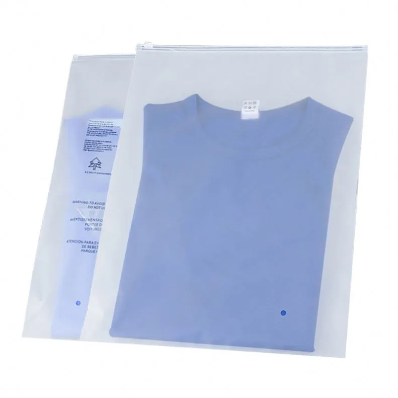 High Quality Eco Friendly Soft Varied Size Children Zipper Zip Clear Packaging Frosted Clothing Bags Biodegradable For Clothing