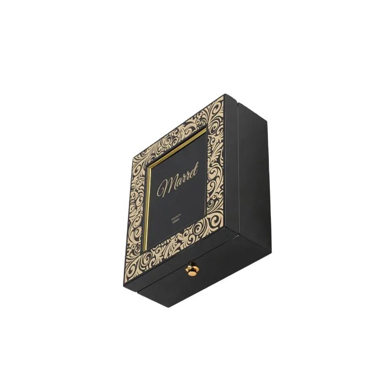 High Quality English Alphabet Print Case Black Luxury Perfume Box Gift Storage Pine Wood Case