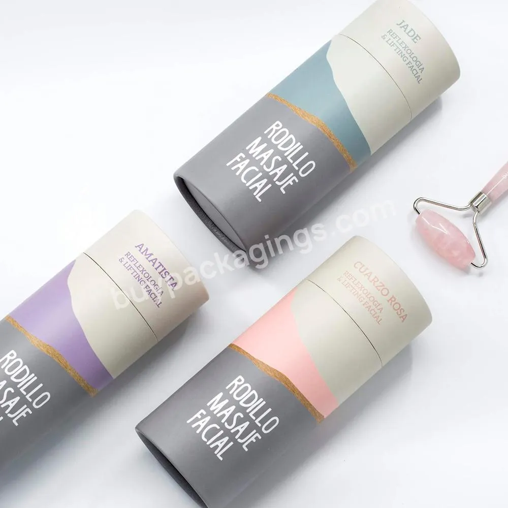 High Quality Kraft Cardboard Rodillo Masaje Facial Paper Tube Skincare Jade Roller Facial Roller Massager Cosmetic Packaging