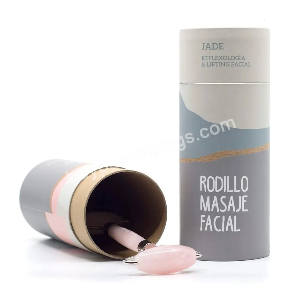 High Quality Kraft Cardboard Rodillo Masaje Facial Paper Tube Skincare Jade Roller Facial Roller Massager Cosmetic Packaging