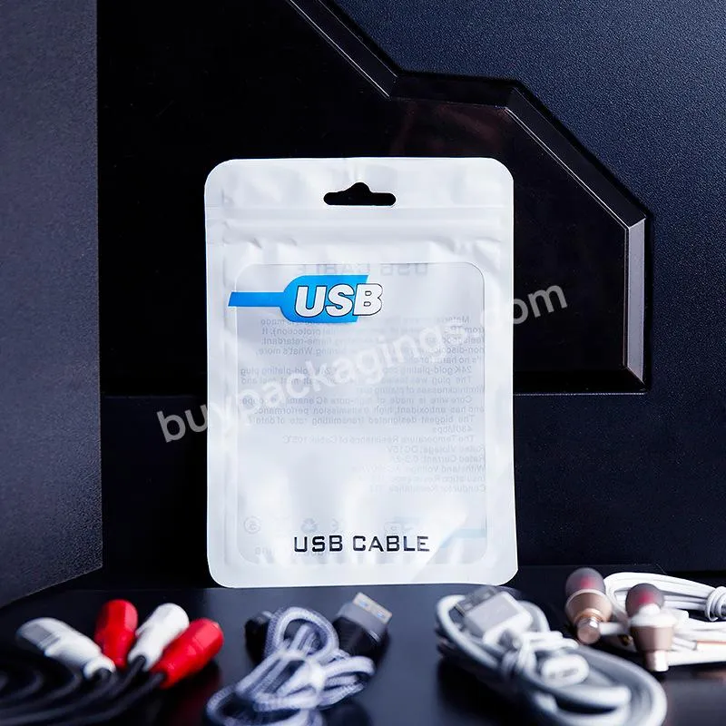 High Quality Printing Logo Custom Logo USB Cable Plastic Packaging Zip lock Packaging Bag Pouch