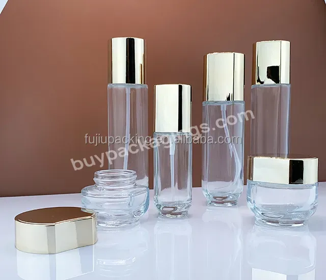 High Quality Skincare Packaging 30ml 50ml Essential Oil Bottle 60ml Cylinder Clear Glass Cream Bottle With Gold Pump - Buy High Quality Skincare Packaging 30ml 50ml Glass Bottle,30ml 50ml Essential Oil Bottle 60ml Cylinder Clear Glass Cream Bottle,Cl