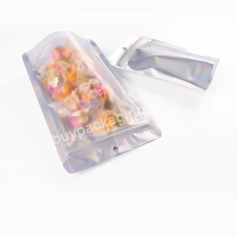 High Quality Transparent Packaging Holographic Stand Up Pouch Packaging Ziplock Bag With Candy Packing