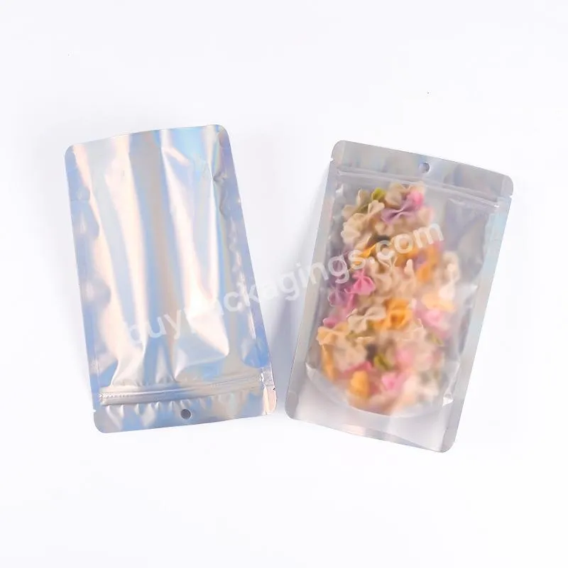 High Quality Transparent Packaging Holographic Stand Up Pouch Packaging Ziplock Bag With Candy Packing