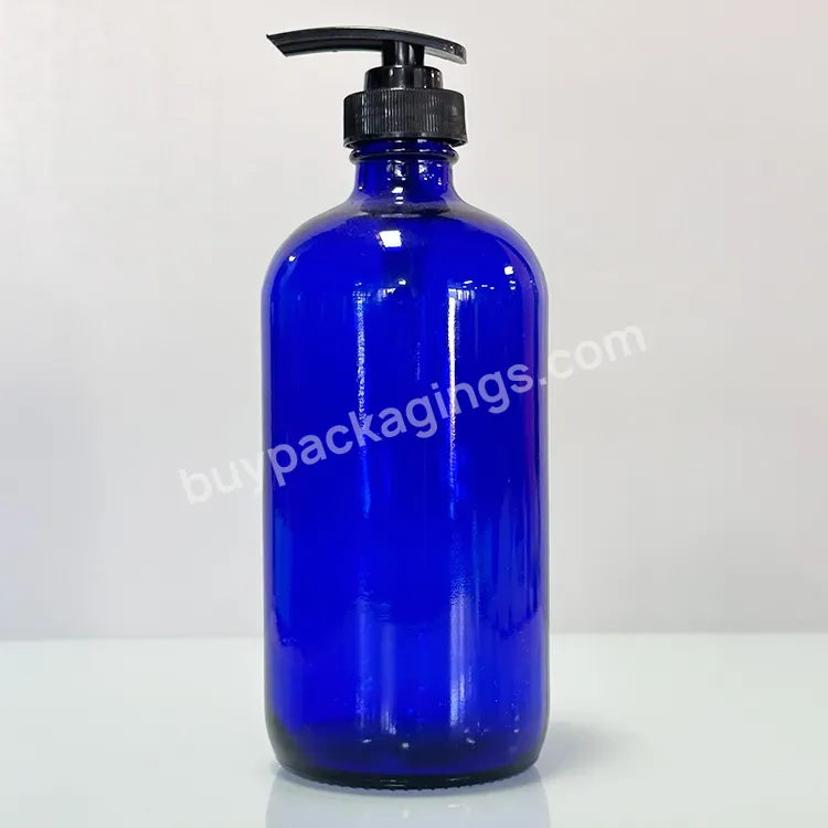 Hot Sale 15ml 60ml 30ml 50ml 120ml 250ml Empty Boston Blue Essential Oil Glass Bottle With Pump Head Cover - Buy Essential Oil Glass Bottle Serum Bottle,Essential Oils Bottles,Glass Serum Bottle.