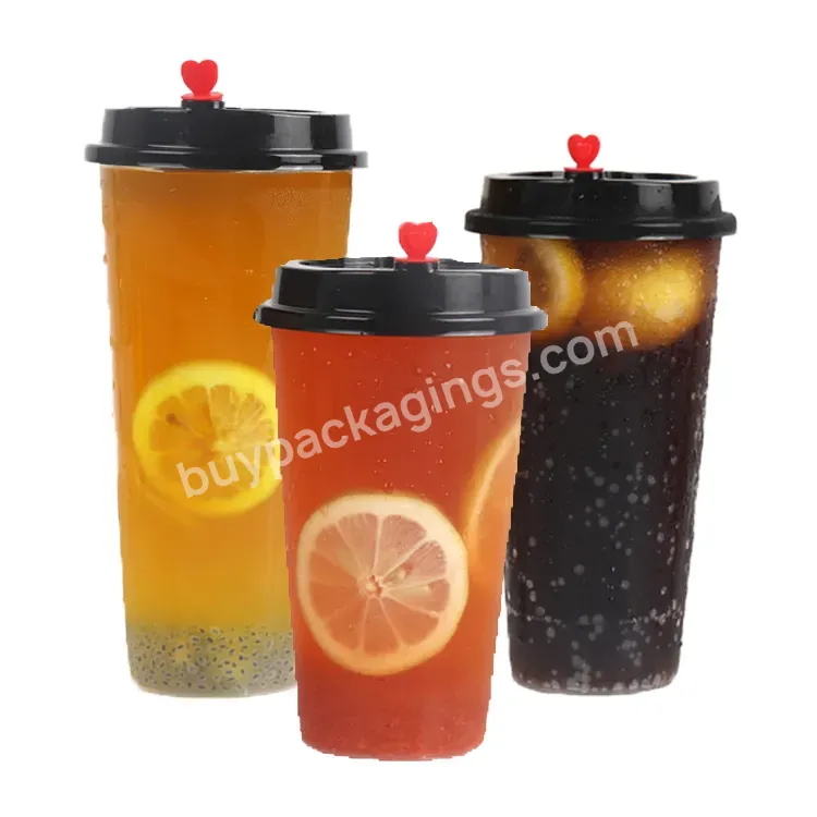 Hot Sale 16oz Disposable Logo Print 500ml Bubble Tea Juice Milktea Plastic Pp Injection Cup With Lid Logo