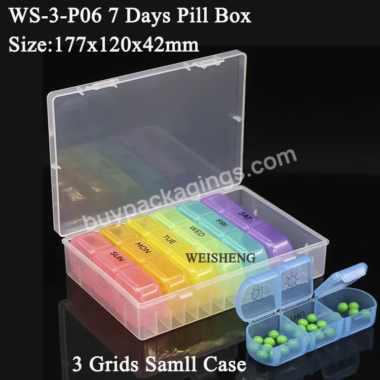 Hot Sale 21 Grid Pill Case For Supplements Vitamin Medication 14 Days Rainbow Medicine Case Pill Box Weekly Pill Organizer