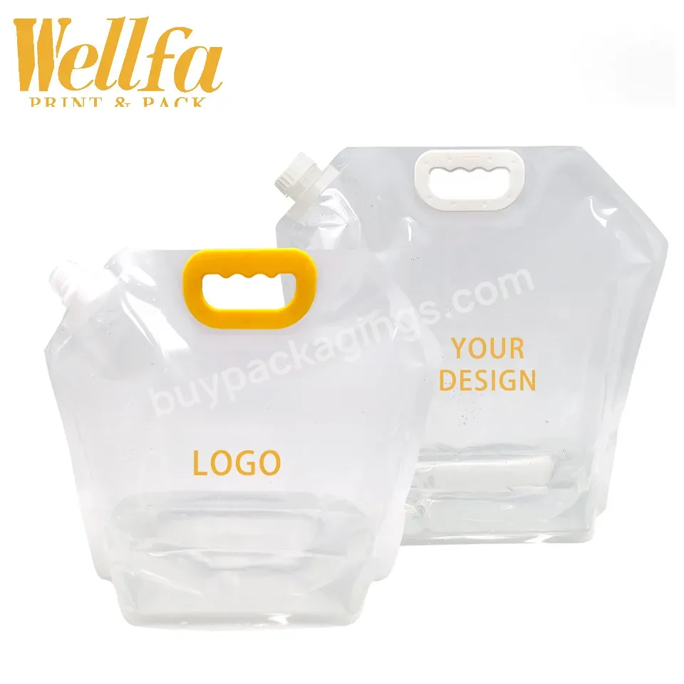 Hot Sale Clear Storage Plastic Doypack Foldable Portable 4l 5 Liter Drinking Containers Packaging Spout Pouch Water Bag - Buy 5l10l Liquid Packaging Plastic Drinking Large Mouth Nozzle Bag Customize Drinks Fruit Packing Pouches Stand Up Spout Pouch,B