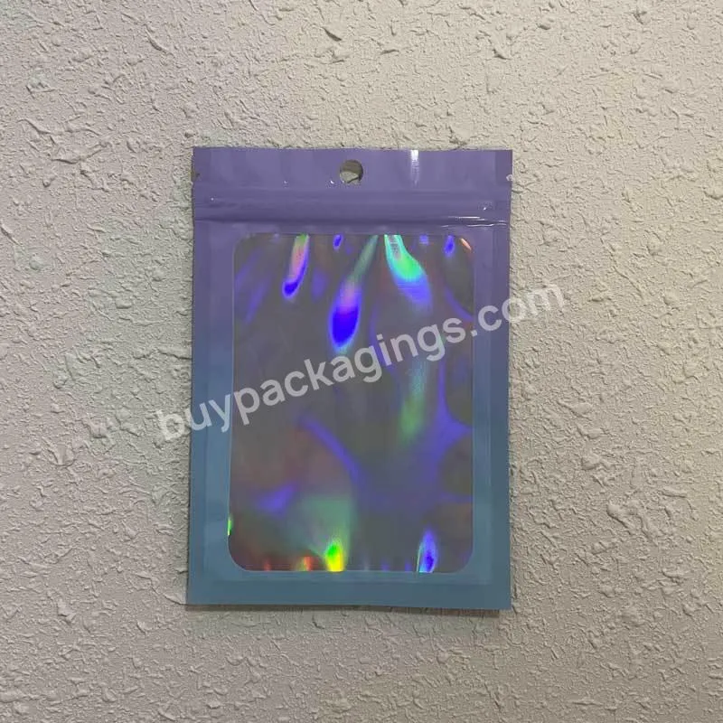 Hot Sale Gradual Red Yellow Custom Logo Resealable Packaging Clear Colorful Holographic Ziplock Bag For Jewelry Package
