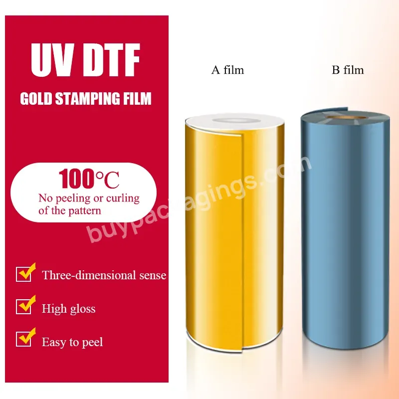 Hot Sale High Quality 3d Effect 30cm*100m 60cm*100m Roll A/b Uv Dtf Gold Stamping Film For Uv Transfer Printing - Buy Uv Dtf Transfer Roll Film,Strong Adhesion Uv Dtf Film,3d Three-dimensional Uv Heat Transfer Film.