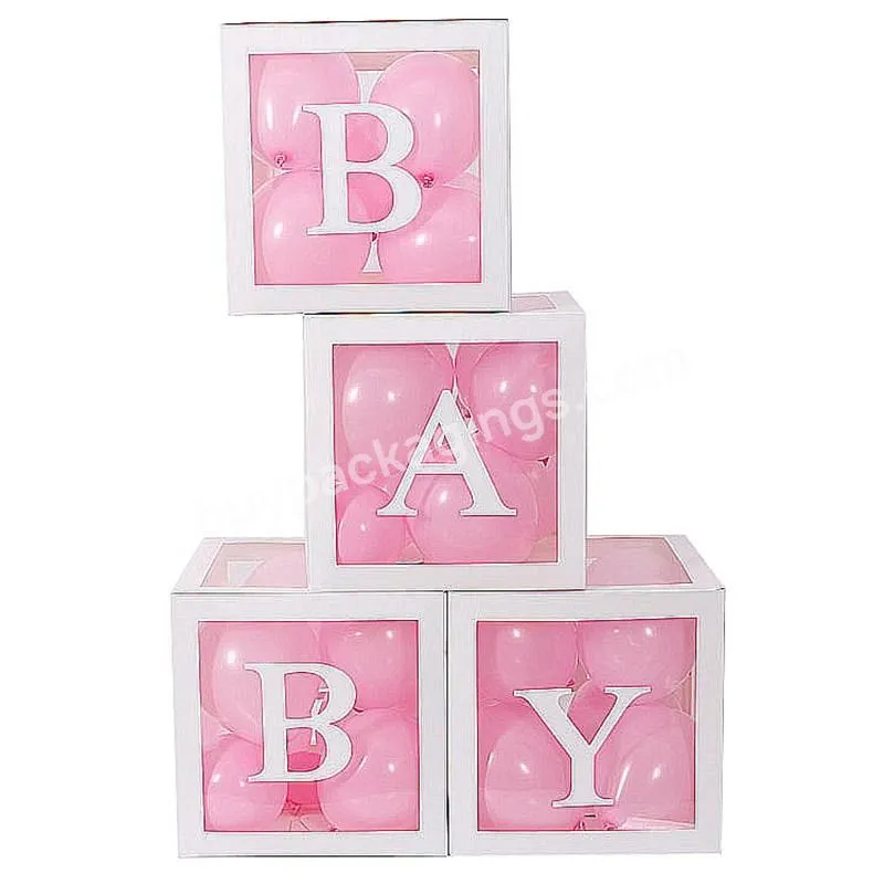 Hot Sale Pink White Cardboard Party Decoration Love Baby Shower Transparent Balloon Box