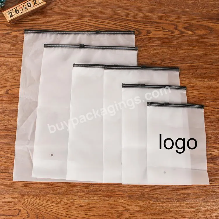 Hot Sale Plastic Bag Custom Logo Black Transparent Frosted PVC Zipper Poly Bag For Clothing Packaging