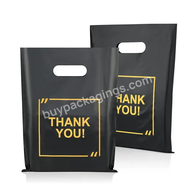 Hot Sale Promotional Boutique Black Custom Die Cut Handle Gift Plastic Shopping Bags For Clothes With Logo - Buy Plastic Shopping Bags,Die Cut Handle Shopping Bag,Shopping Bags For Clothes.