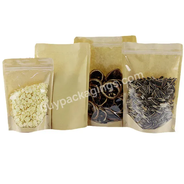Hot-sale Reusable Front Transparent Kraft Paper Customize Print Sealing Plastic Packaging Food Grade With Ziplock Bag - Buy Food Grade Pack In Nuts And Seeds Stand Up Pouch,Heat Sealable Zip Lock Spot Stand Up Kraft Paper Seal Bag,Transparent Front H
