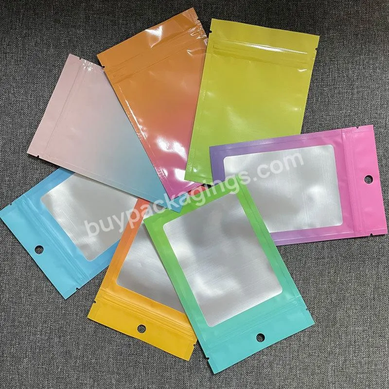 Hot Sale Small Resealable Packaging Frosted Colourful Holographic Packaging Ziplock Bag For Jewelry Package